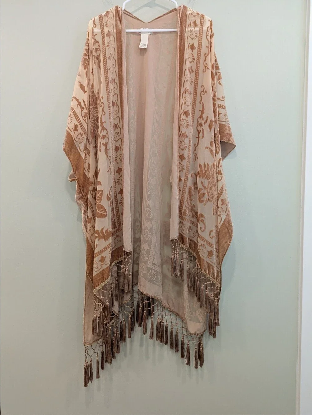 Free People Nightbird Burnout Brown Kimono One Size
